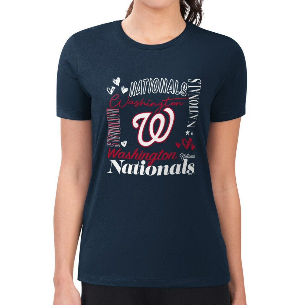 Washington Nationals G-III 4Her by Carl Banks Women's Super-Slim Fit Lightweight Collage Team Graphic Crew Neck T-Shirt Near Me