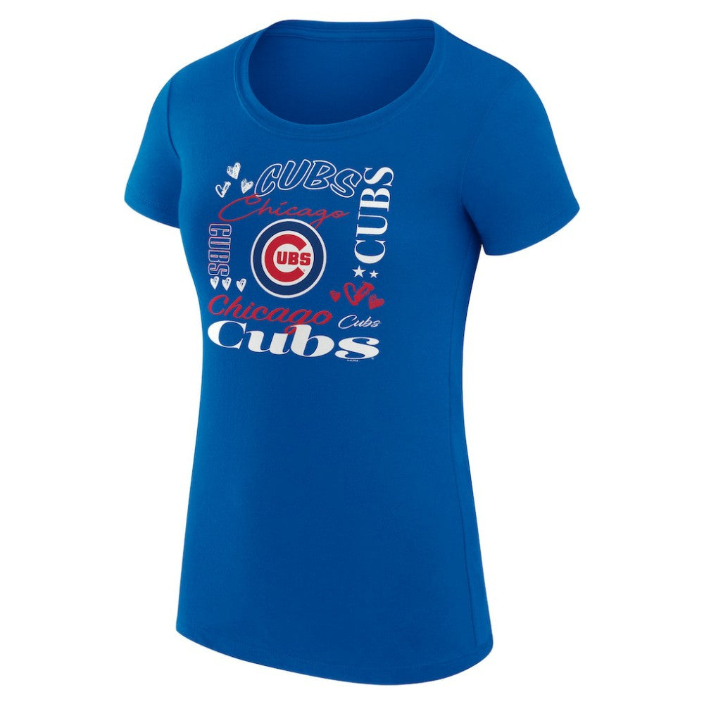 Chicago Cubs G-III 4Her by Carl Banks Women's Super-Slim Fit Lightweight Collage Team Graphic Crew Neck T-Shirt for sale
