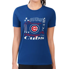 Chicago Cubs G-III 4Her by Carl Banks Women's Super-Slim Fit Lightweight Collage Team Graphic Crew Neck T-Shirt for sale
