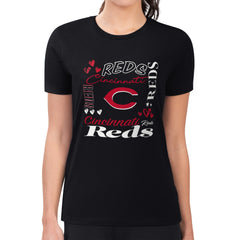Cincinnati Reds G-III 4Her by Carl Banks Women's Super-Slim Fit Lightweight Collage Team Graphic Crew Neck T-Shirt Discount