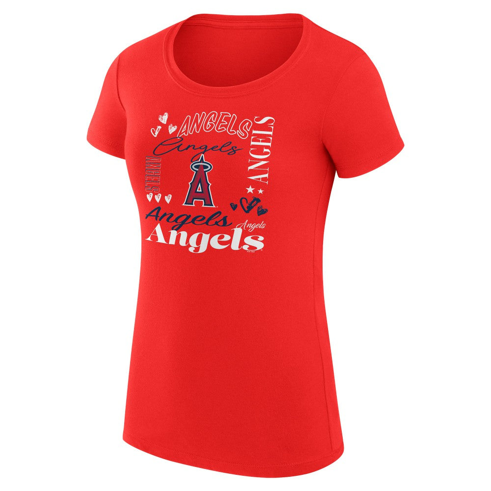 Los Angeles Angels G-III 4Her by Carl Banks Women's Super-Slim Fit Lightweight Collage Team Graphic Crew Neck T-Shirt Discount