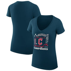 Cleveland Guardians G-III 4Her by Carl Banks Women's Super-Slim Fit Lightweight Collage Team Graphic V-Neck T-Shirt for sale