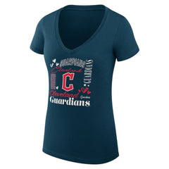 Cleveland Guardians G-III 4Her by Carl Banks Women's Super-Slim Fit Lightweight Collage Team Graphic V-Neck T-Shirt for sale