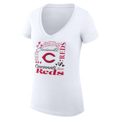Cincinnati Reds G-III 4Her by Carl Banks Women's Super-Slim Fit Lightweight Collage Team Graphic V-Neck T-Shirt Near Me