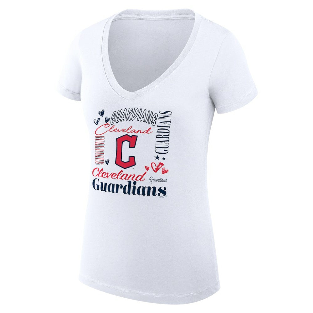 Cleveland Guardians G-III 4Her by Carl Banks Women's Super-Slim Fit Lightweight Collage Team Graphic V-Neck T-Shirt Sale