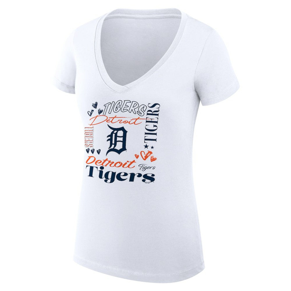 Detroit Tigers G-III 4Her by Carl Banks Women's Super-Slim Fit Lightweight Collage Team Graphic V-Neck T-Shirt Online