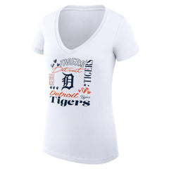 Detroit Tigers G-III 4Her by Carl Banks Women's Super-Slim Fit Lightweight Collage Team Graphic V-Neck T-Shirt Online