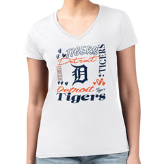 Detroit Tigers G-III 4Her by Carl Banks Women's Super-Slim Fit Lightweight Collage Team Graphic V-Neck T-Shirt Online