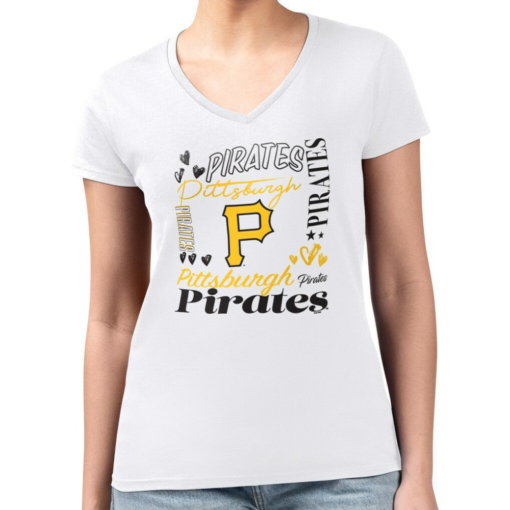 Pittsburgh Pirates G-III 4Her by Carl Banks Women's Super-Slim Fit Lightweight Collage Team Graphic V-Neck T-Shirt Online