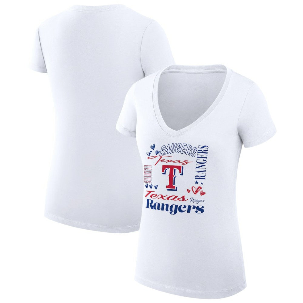 Texas Rangers G-III 4Her by Carl Banks Women's Super-Slim Fit Lightweight Collage Team Graphic V-Neck T-Shirt Online