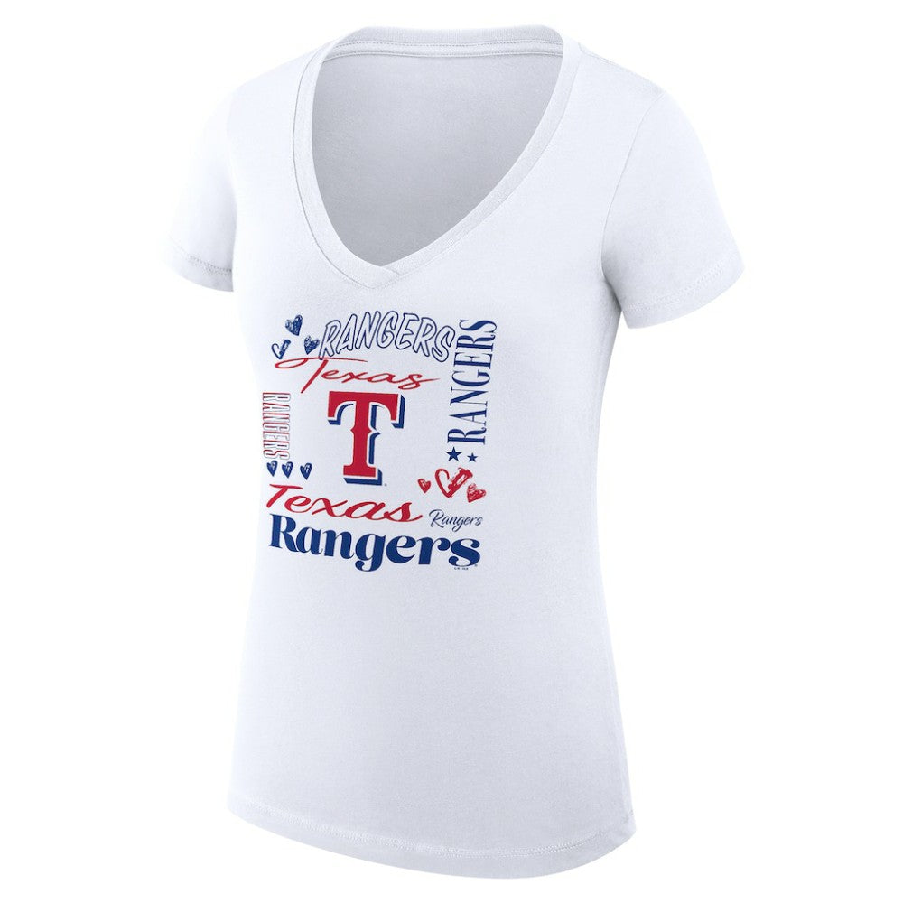Texas Rangers G-III 4Her by Carl Banks Women's Super-Slim Fit Lightweight Collage Team Graphic V-Neck T-Shirt Online