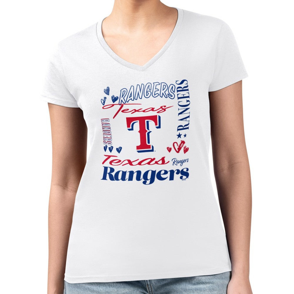 Texas Rangers G-III 4Her by Carl Banks Women's Super-Slim Fit Lightweight Collage Team Graphic V-Neck T-Shirt Online