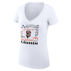San Francisco Giants G-III 4Her by Carl Banks Women's Super-Slim Fit Lightweight Collage Team Graphic V-Neck T-Shirt Near Me