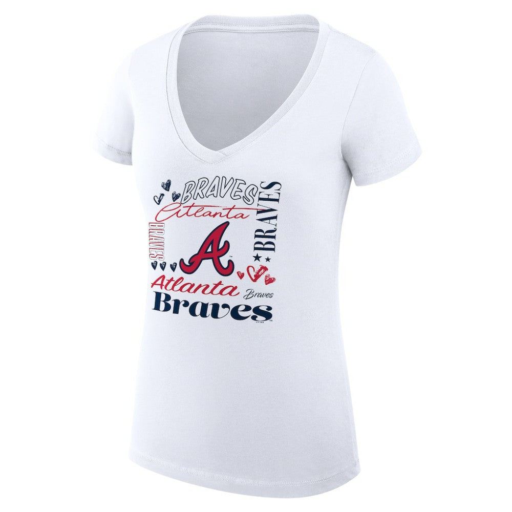 Atlanta Braves G-III 4Her by Carl Banks Women's Super-Slim Fit Lightweight Collage Team Graphic V-Neck T-Shirt for sale