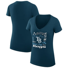 Tampa Bay Rays G-III 4Her by Carl Banks Women's Super-Slim Fit Lightweight Collage Team Graphic V-Neck T-Shirt Near Me