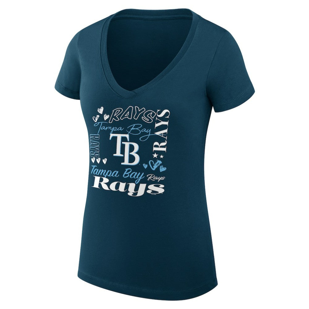Tampa Bay Rays G-III 4Her by Carl Banks Women's Super-Slim Fit Lightweight Collage Team Graphic V-Neck T-Shirt Near Me