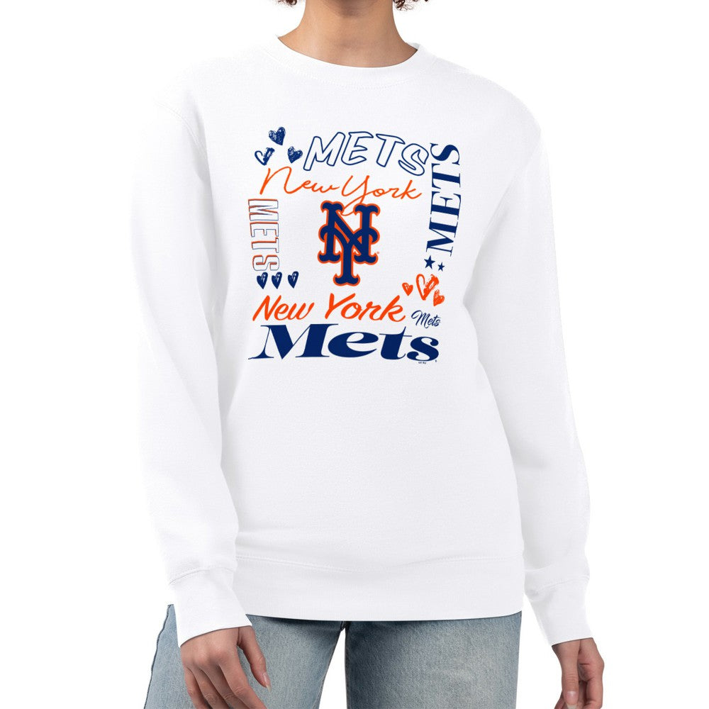 New York Mets G-III 4Her by Carl Banks Women's Collage Team Graphic Fleece Pullover Hoodie Outlet