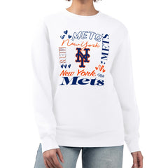 New York Mets G-III 4Her by Carl Banks Women's Collage Team Graphic Fleece Pullover Hoodie Outlet