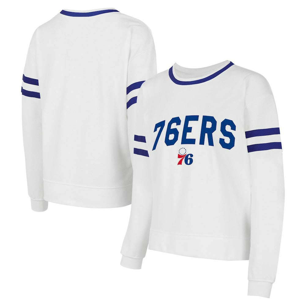Philadelphia 76ers Concepts Sport Women's Borough Pullover Sweatshirt White