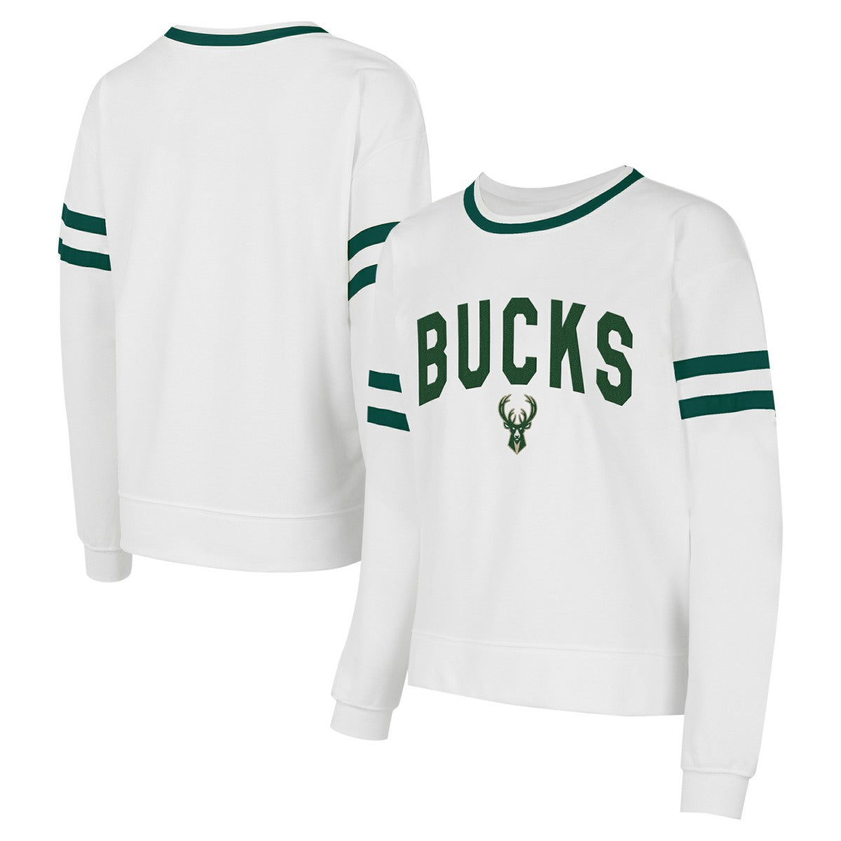 Milwaukee Bucks Concepts Sport Women's Borough Pullover Sweatshirt White