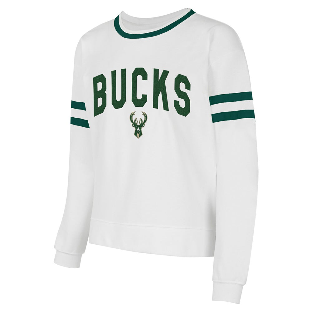 Milwaukee Bucks Concepts Sport Women's Borough Pullover Sweatshirt White