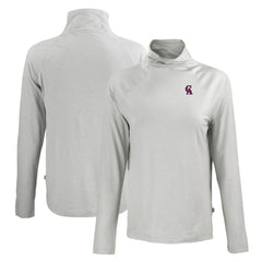 California Angels Cutter & Buck Women's Cooperstown Collection Coastline Epic Comfort Eco Recycled Funnel Neck Raglan Pullover Top Outlet