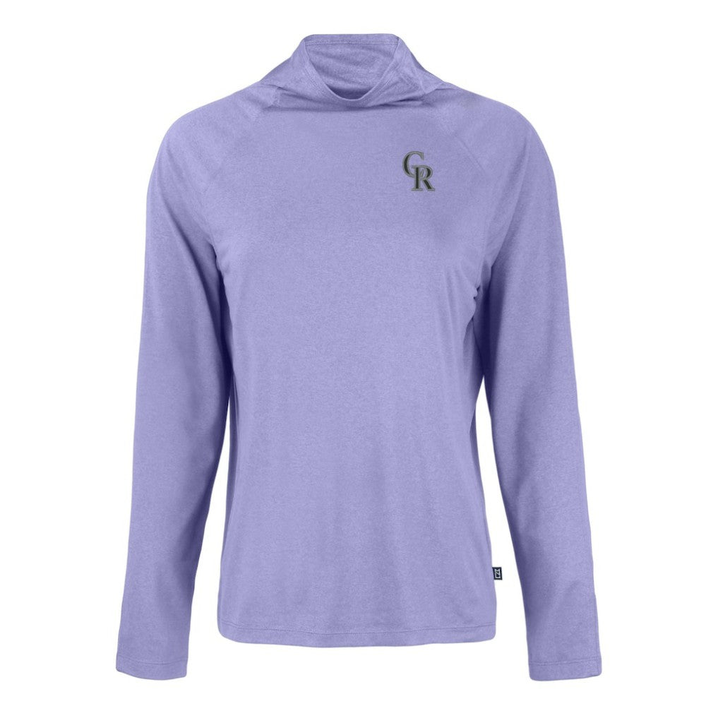 Colorado Rockies Cutter & Buck Women's  Coastline Epic Comfort Eco Recycled Funnel Neck Raglan Pullover Top for sale