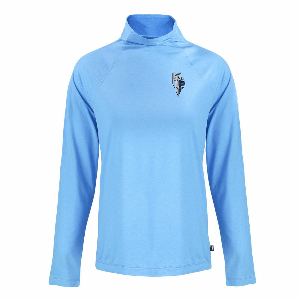 Kansas City Royals Cutter & Buck Women's City Connect Coastline Epic Comfort Eco Recycled Funnel Neck Raglan Pullover Top Outlet