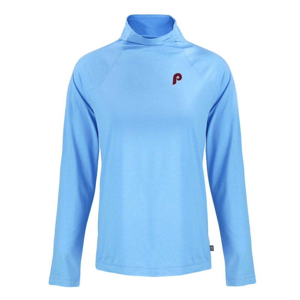 Philadelphia Phillies Cutter & Buck Women's Cooperstown Collection Coastline Epic Comfort Eco Recycled Funnel Neck Raglan Pullover Top Outlet