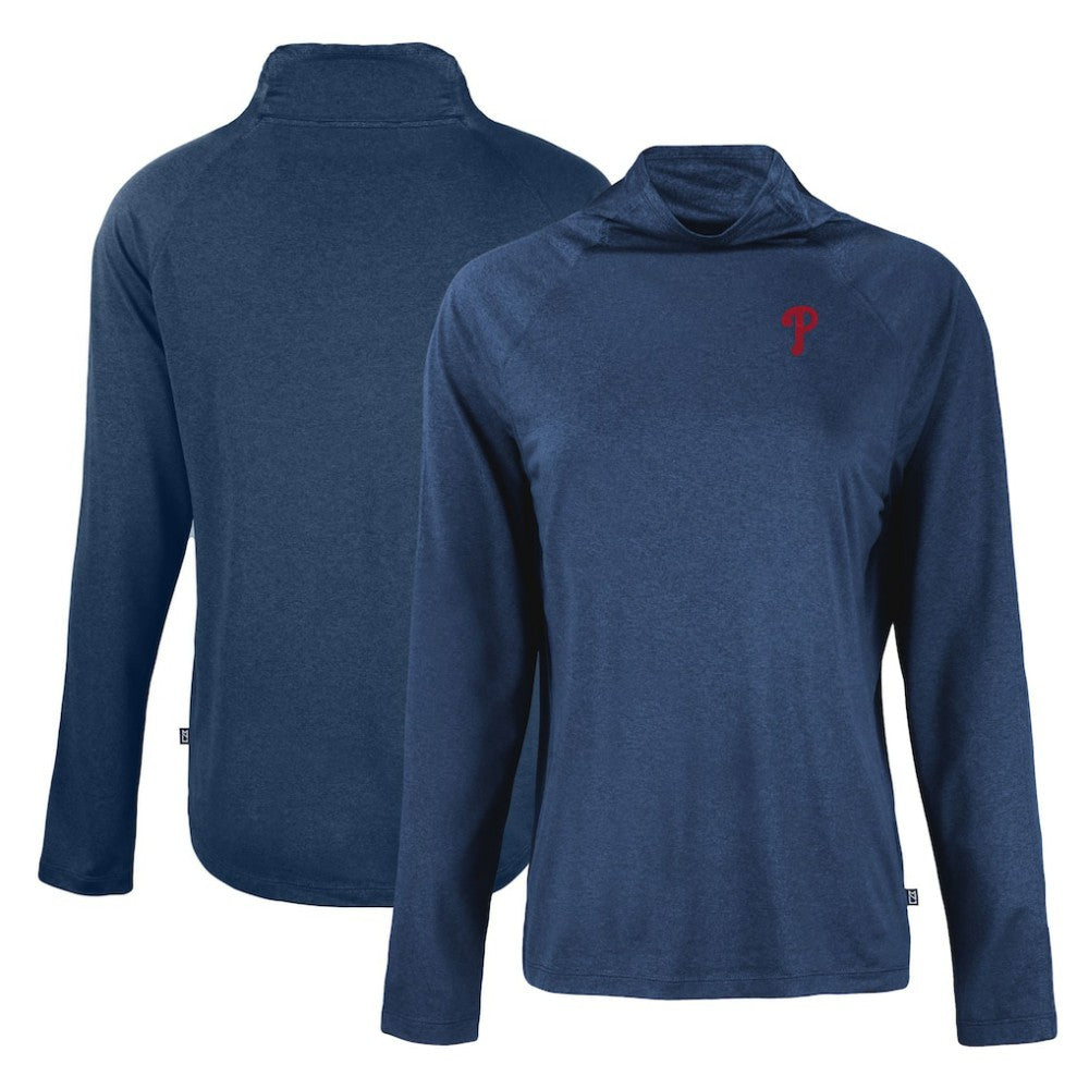 Philadelphia Phillies Cutter & Buck Women's  Coastline Epic Comfort Eco Recycled Funnel Neck Raglan Pullover Top Outlet