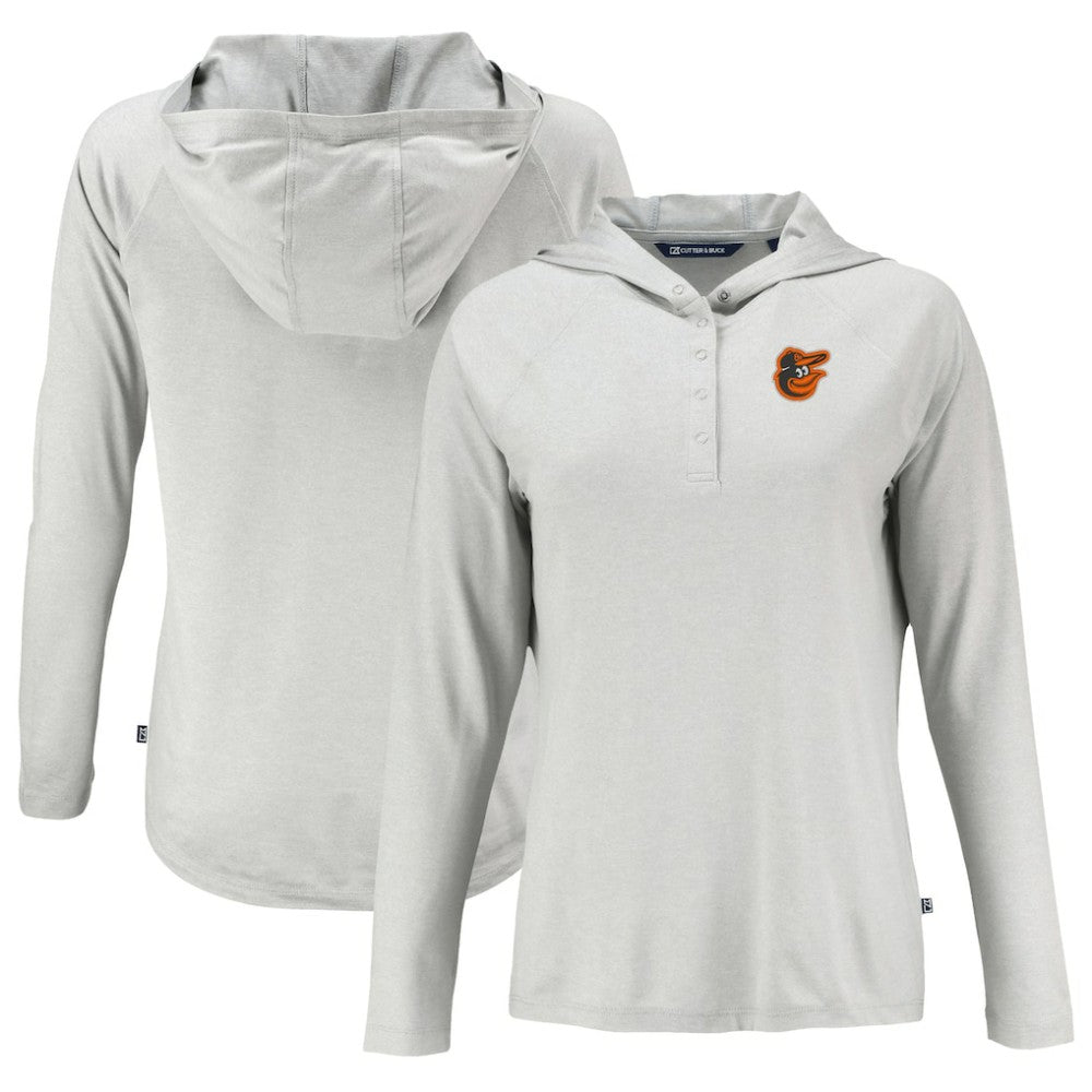 Baltimore Orioles Cutter & Buck Women's  Coastline Epic Comfort Eco Recycled Hoodie Raglan Long Sleeve T-Shirt for sale