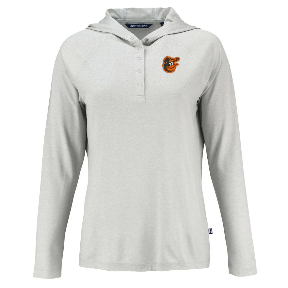 Baltimore Orioles Cutter & Buck Women's  Coastline Epic Comfort Eco Recycled Hoodie Raglan Long Sleeve T-Shirt for sale