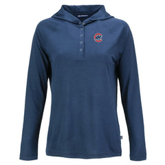 Chicago Cubs Cutter & Buck Women's  Coastline Epic Comfort Eco Recycled Hoodie Raglan Long Sleeve T-Shirt for sale