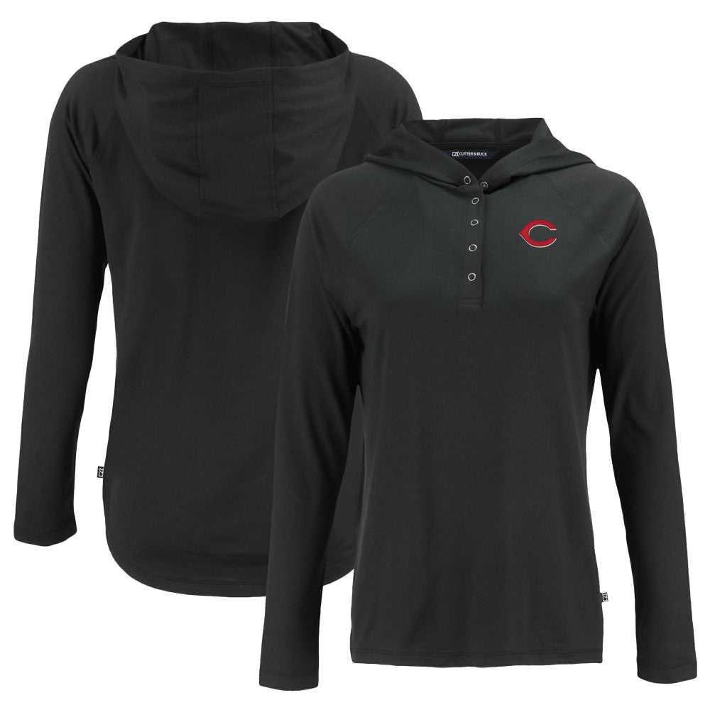 Cincinnati Reds Cutter & Buck Women's  Coastline Epic Comfort Eco Recycled Hoodie Raglan Long Sleeve T-Shirt Sale