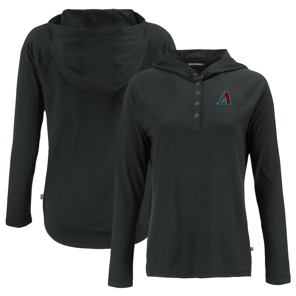 Arizona Diamondbacks Cutter & Buck Women's  Coastline Epic Comfort Eco Recycled Hoodie Raglan Long Sleeve T-Shirt Outlet