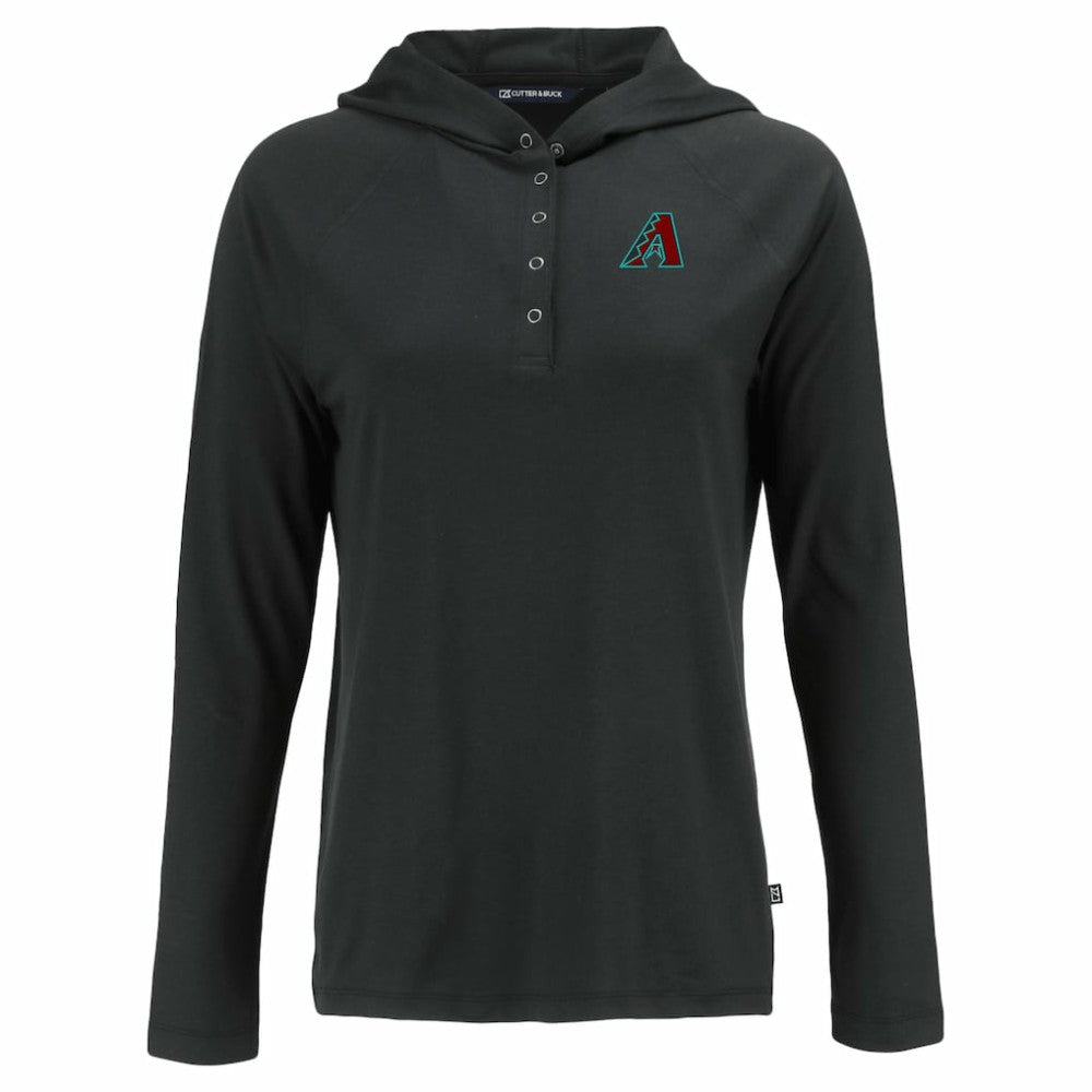 Arizona Diamondbacks Cutter & Buck Women's  Coastline Epic Comfort Eco Recycled Hoodie Raglan Long Sleeve T-Shirt Outlet