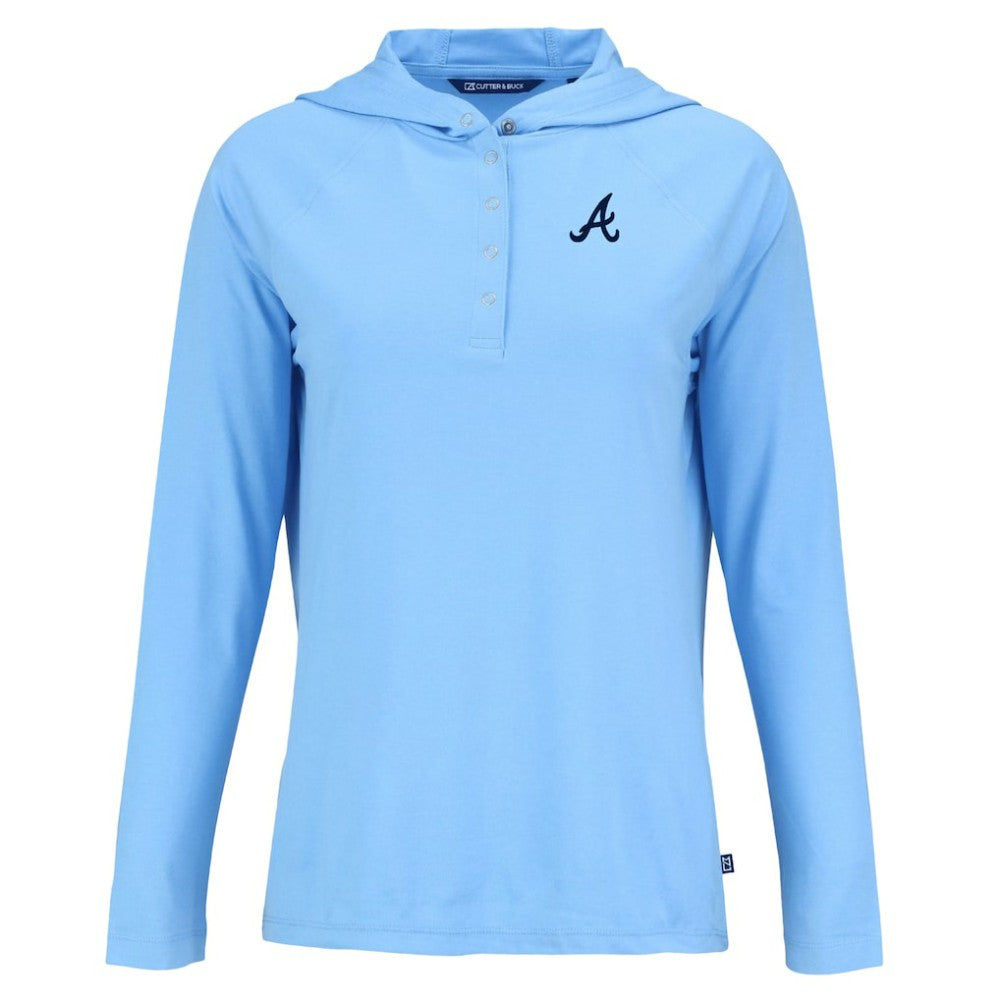 Atlanta Braves Cutter & Buck Women's  Coastline Epic Comfort Eco Recycled Hoodie Raglan Long Sleeve T-Shirt Online