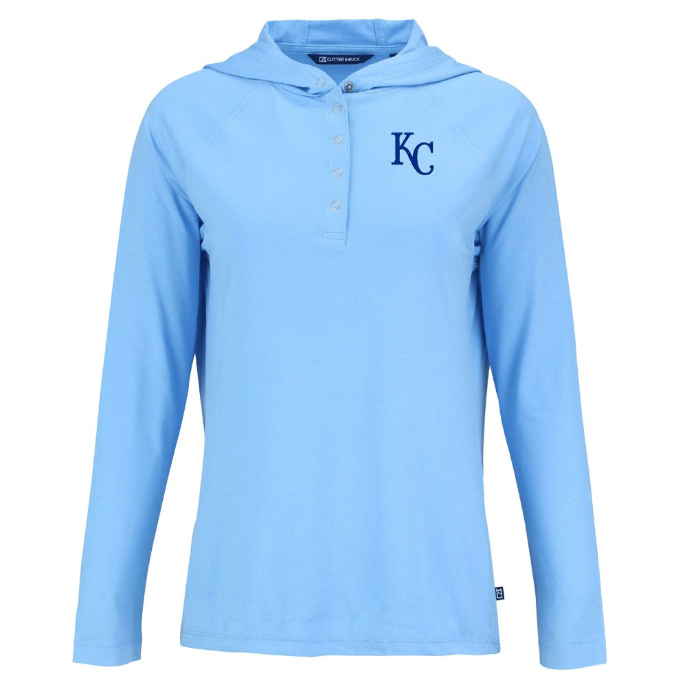 Kansas City Royals Cutter & Buck Women's  Coastline Epic Comfort Eco Recycled Hoodie Raglan Long Sleeve T-Shirt Online