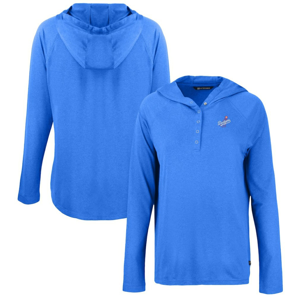 Los Angeles Dodgers Cutter & Buck Women's Cooperstown Collection Coastline Epic Comfort Eco Recycled Hoodie Raglan Long Sleeve T-Shirt Sale