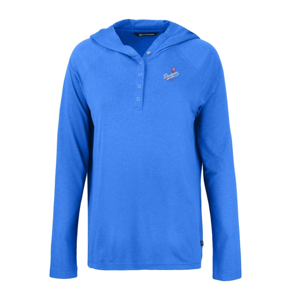 Los Angeles Dodgers Cutter & Buck Women's Cooperstown Collection Coastline Epic Comfort Eco Recycled Hoodie Raglan Long Sleeve T-Shirt Sale