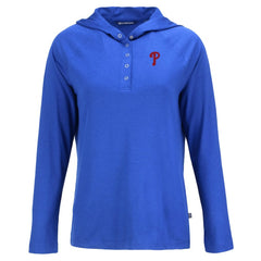 Philadelphia Phillies Cutter & Buck Women's  Coastline Epic Comfort Eco Recycled Hoodie Raglan Long Sleeve T-Shirt Discount