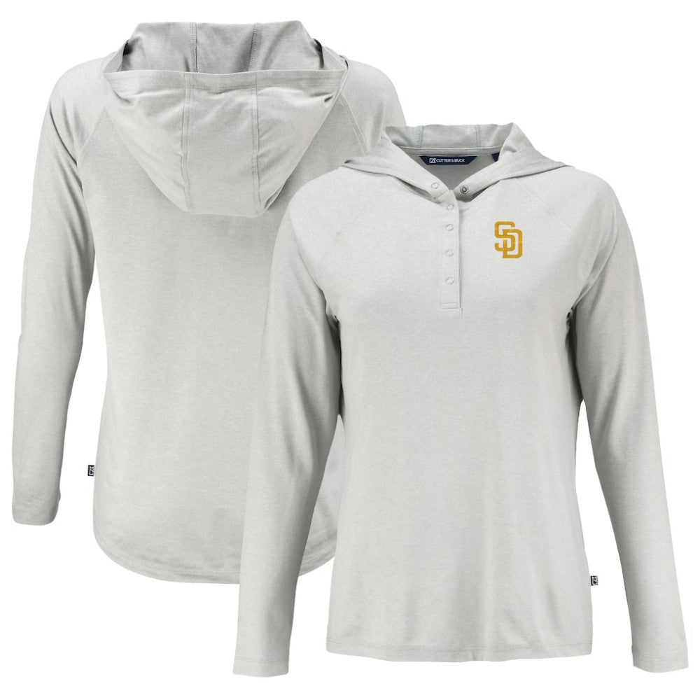 San Diego Padres Cutter & Buck Women's  Coastline Epic Comfort Eco Recycled Hoodie Raglan Long Sleeve T-Shirt for sale