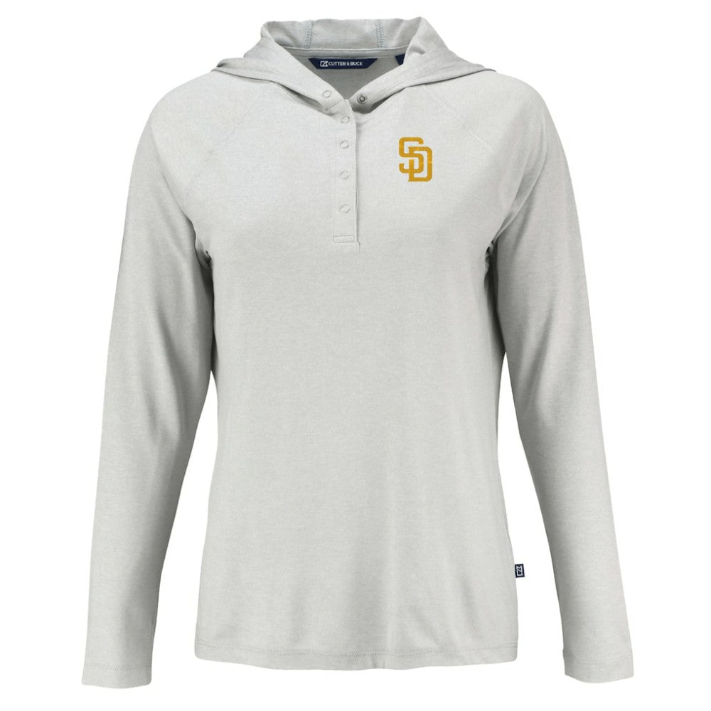 San Diego Padres Cutter & Buck Women's  Coastline Epic Comfort Eco Recycled Hoodie Raglan Long Sleeve T-Shirt for sale