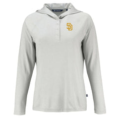 San Diego Padres Cutter & Buck Women's  Coastline Epic Comfort Eco Recycled Hoodie Raglan Long Sleeve T-Shirt for sale