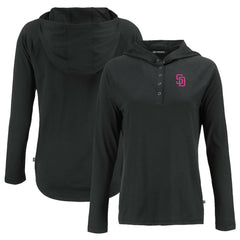 San Diego Padres Cutter & Buck Women's City Connect Coastline Epic Comfort Eco Recycled Hoodie Raglan Long Sleeve T-Shirt Discount