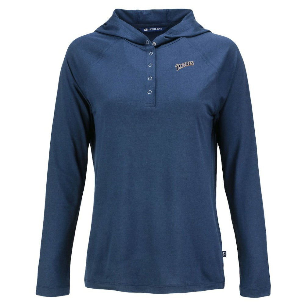San Diego Padres Cutter & Buck Women's Cooperstown Collection Coastline Epic Comfort Eco Recycled Hoodie Raglan Long Sleeve T-Shirt Discount