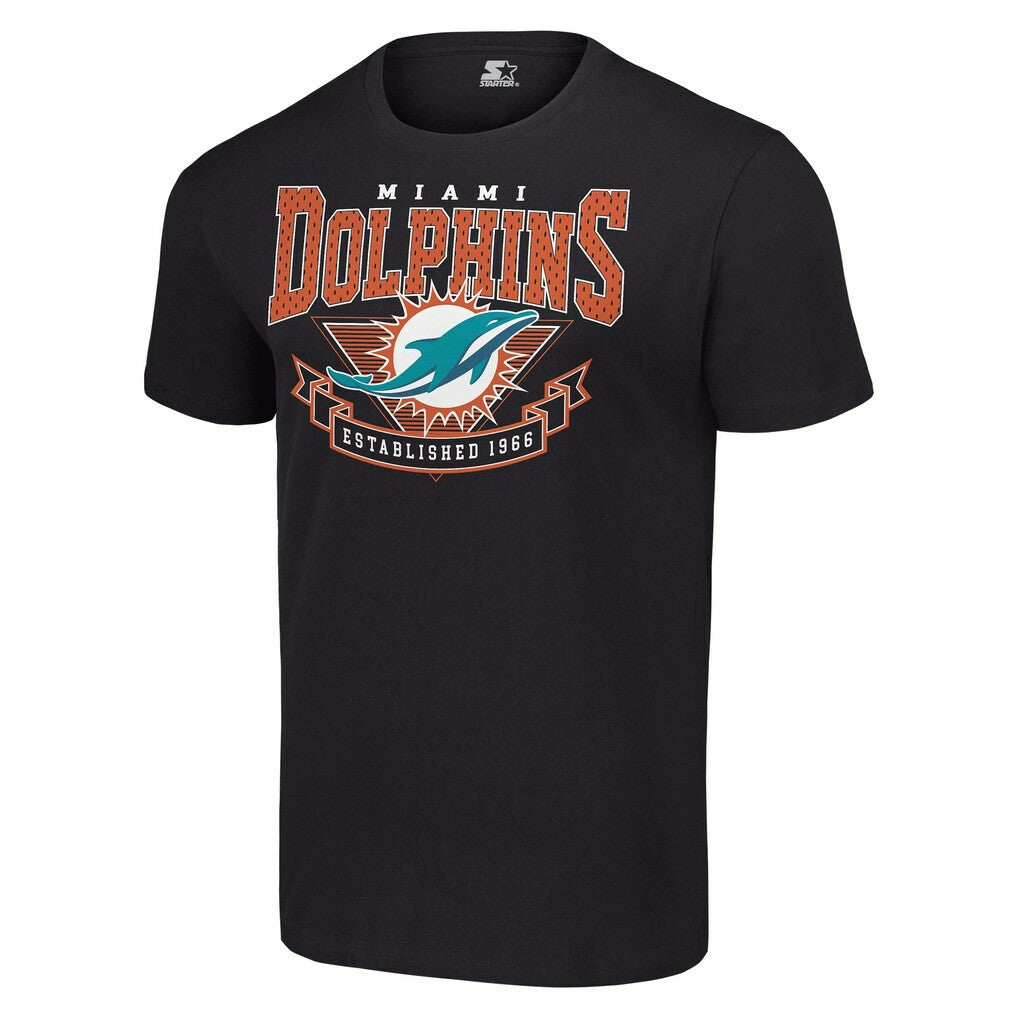 Miami Dolphins Starter 80s Inspired Team Logo T-Shirt - Black - NFL