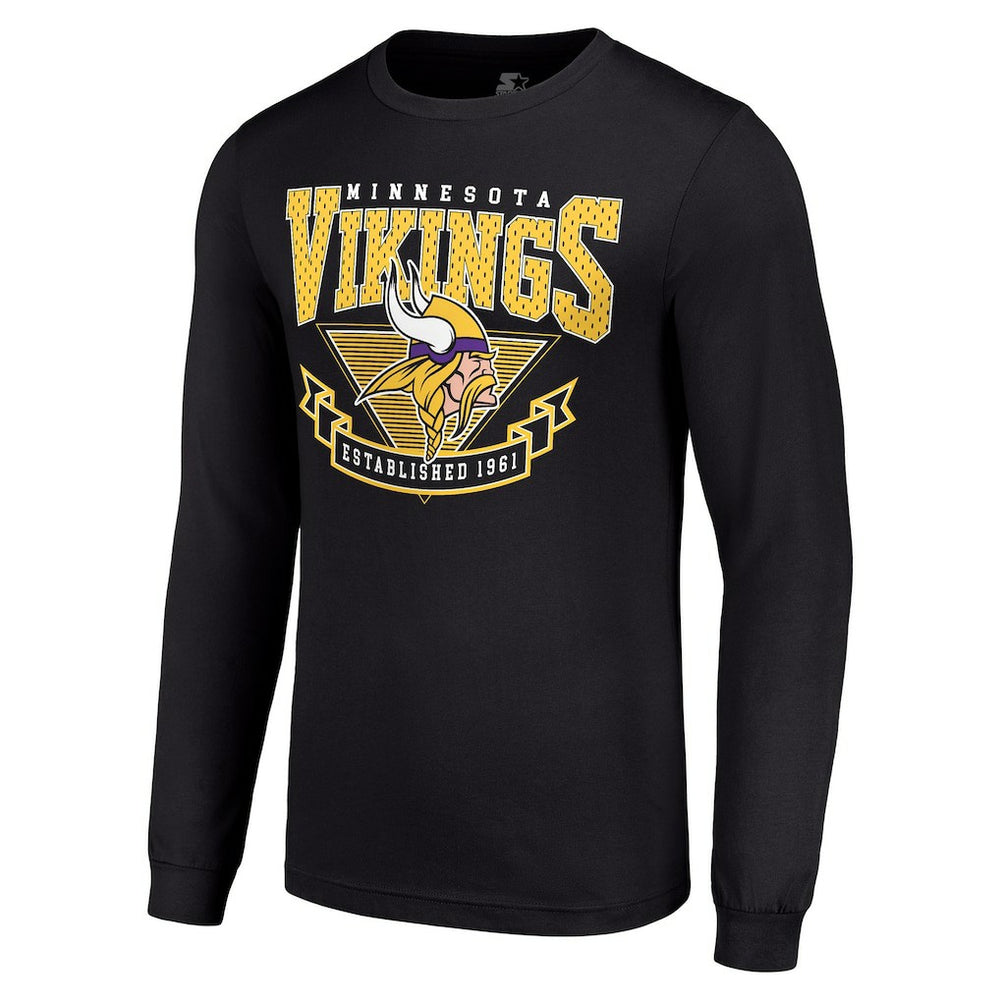 Minnesota Vikings Starter '80s Inspired Team Logo Long Sleeve T-Shirt - Black - NFL