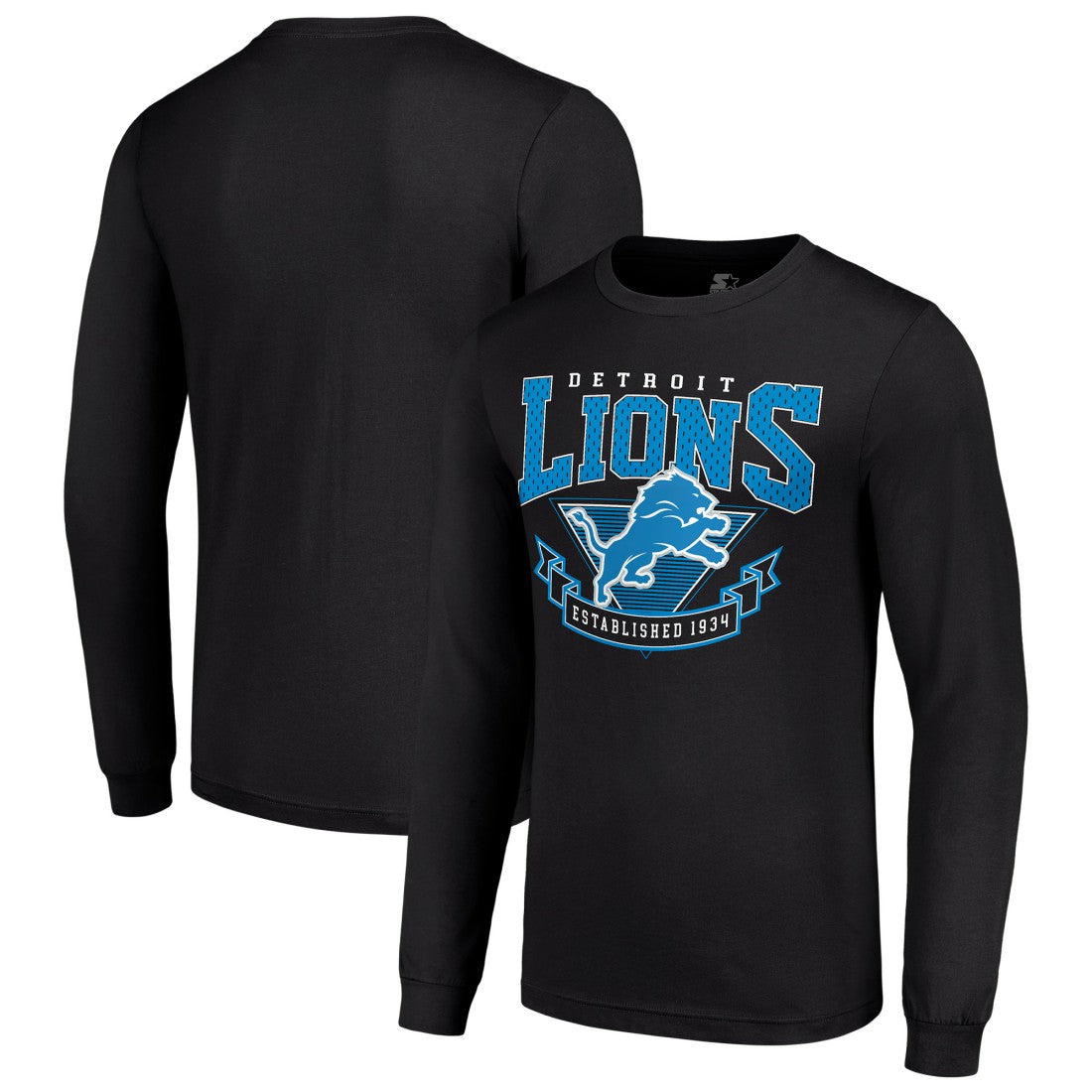 Detroit Lions Starter '80s Inspired Team Logo Long Sleeve T-Shirt - Black - NFL