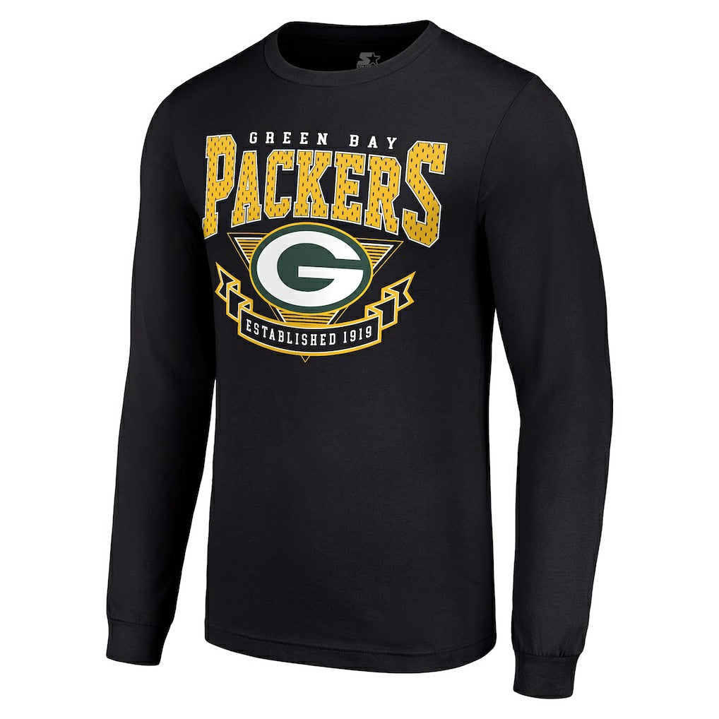 Green Bay Packers Starter '80s Inspired Team Logo Long Sleeve T-Shirt - Black - NFL